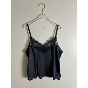 Vasarette made in USA black lace camisole 2XL